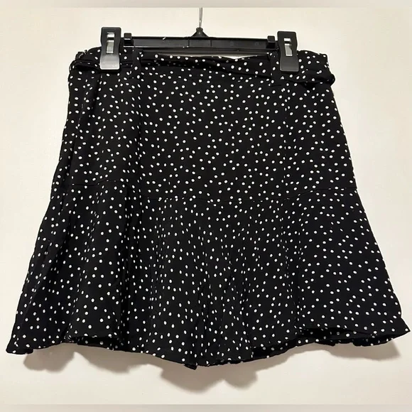 Zara Polka Dot Mini Skort Black and White tie belt size M - Picture 5 of 8